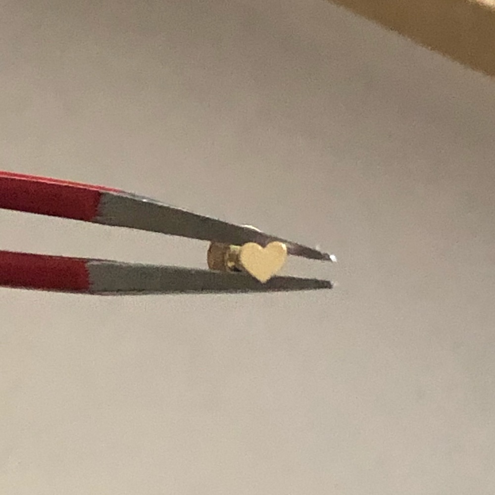 14k SOLID Yellow Gold Heart Labret Piercing Studs